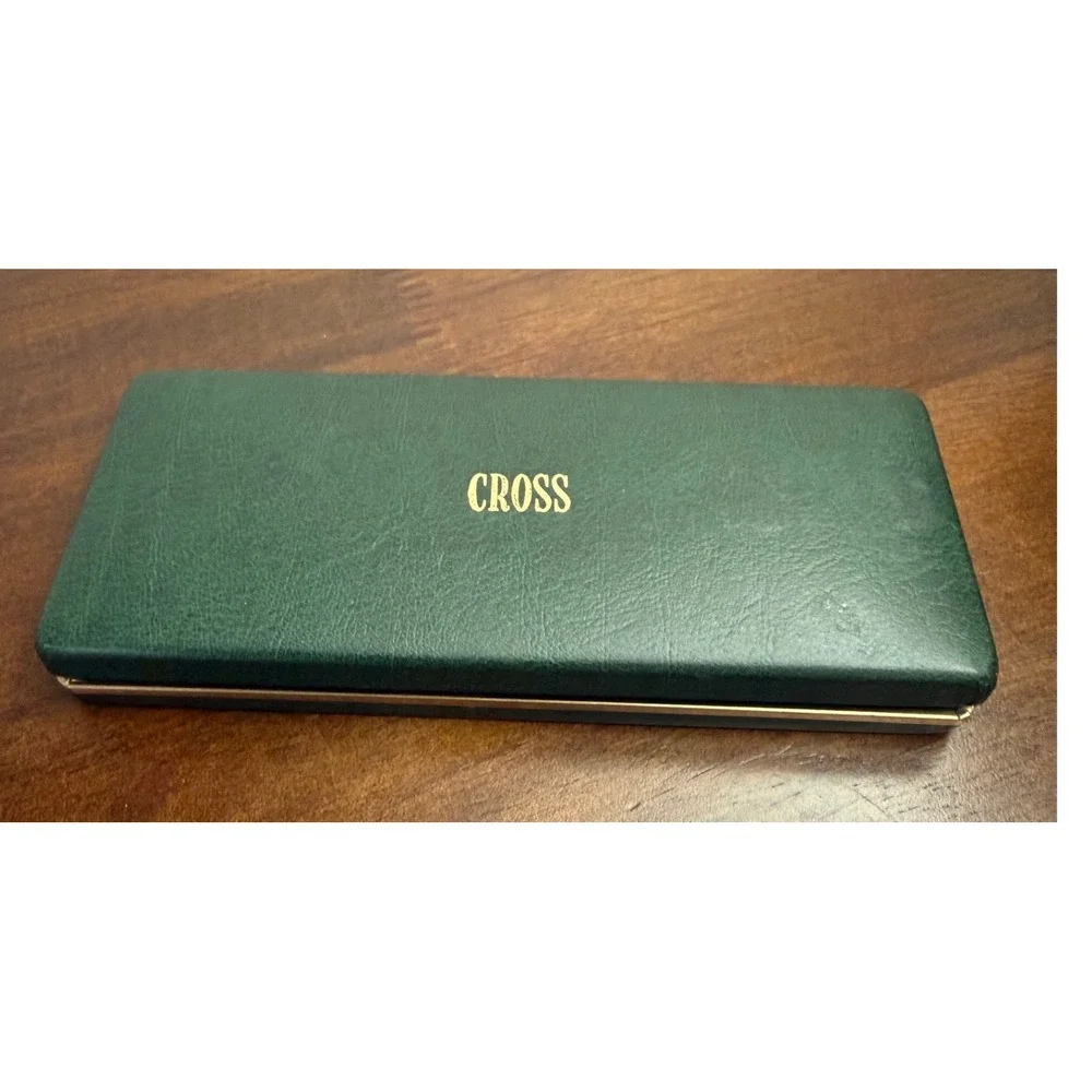 Vintage Cross 4501 Pen and Pencil Set‎ 10K Gold Filled Chrome Engraved with Case